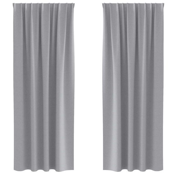 vidaXL Blackout Curtains with Rings 2 pcs Light Grey 245 x 140 cm