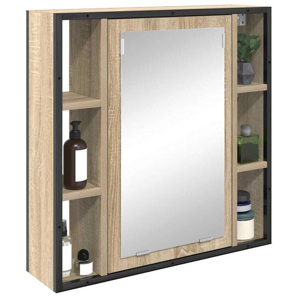 vidaXL Mirror Cabinet Sonoma Oak 60 x 16 x 60 cm Engineered Wood