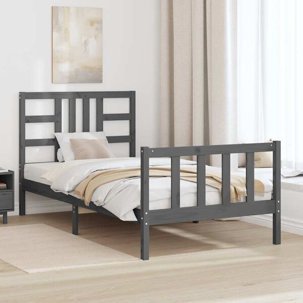 vidaXL Bed Headboard Grey 141x4x100 cm Solid Wood Pine