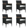 vidaXL 5 Piece Garden Dining Set with Cushions Black