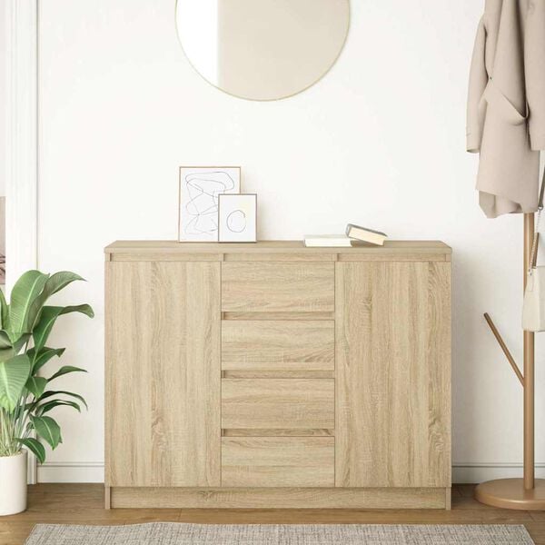 vidaXL Sideboard with Drawers Sonoma Oak 100.5x35x76 cm Engineered Wood