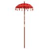 vidaXL Parasol with Base Red 95 x 95 x 260 cm Cotton and Wood