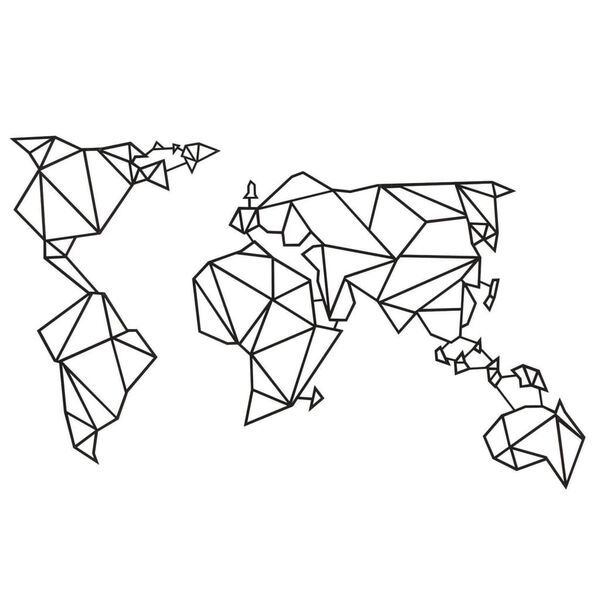 Homemania Wall Decoration World 100x58 cm Steel Black