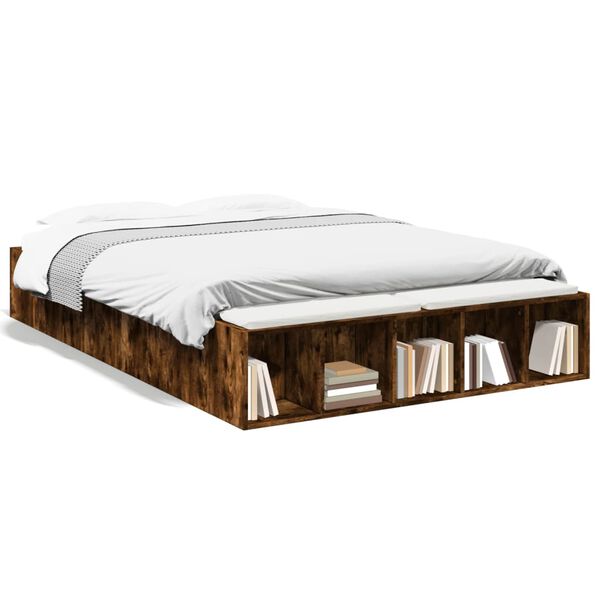 vidaXL Bed Frame without Mattress Smoked Oak 135x190 cm Double