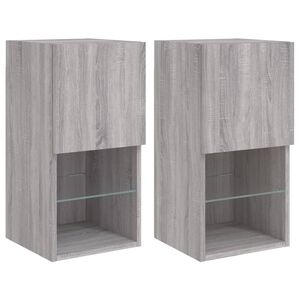 vidaXL TV Cabinets with LED Lights 2 pcs Grey Sonoma 30.5x30x60 cm