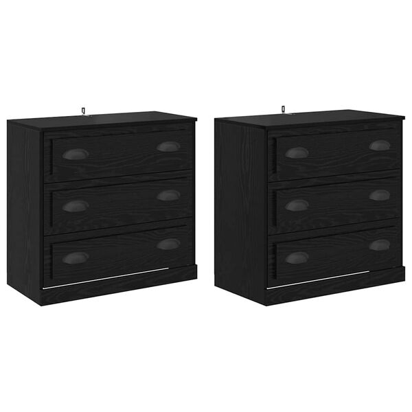 vidaXL Sideboards 2 pcs Black Oak 70 x 35.5 x 67.5 cm Engineered Wood