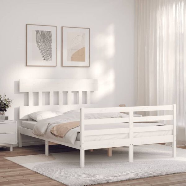 vidaXL Bed Frame without Mattress White 140x200 cm Solid Wood