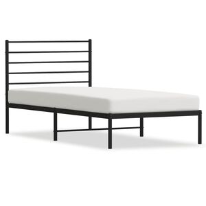 vidaXL Metal Bed Frame without Mattress with Headboard Black 75x190cm