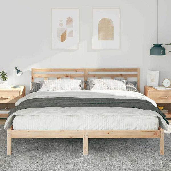 vidaXL Bed Frame Brown 180 x 200 cm Solid Pine Wood