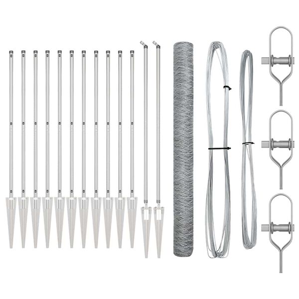 vidaXL Fence Post Silver 25 x 1.5 m (36 mm mesh) Steel