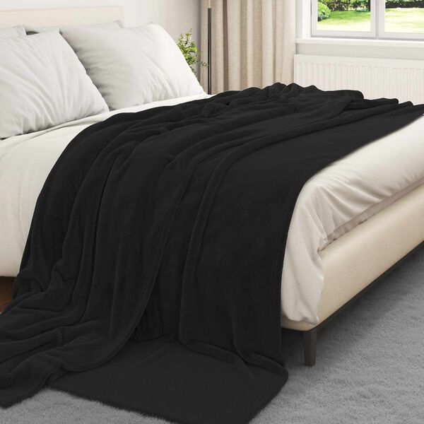 vidaXL Throw Blanket Black 240 x 270 cm Fleece