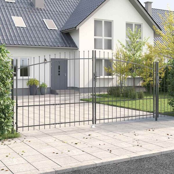vidaXL Double Gate with Lock Grey 400 x 224.5 cm Steel