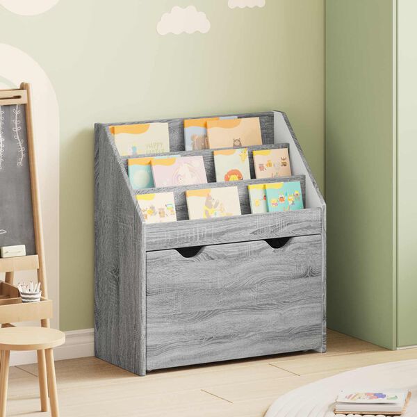 vidaXL Kids Bookshelf Grey Sonoma 60 x 29.5 x 69 cm Engineered Wood