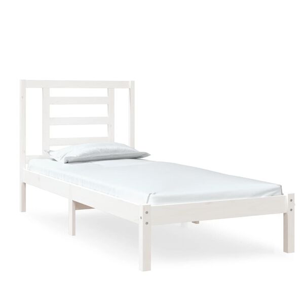 vidaXL Bed Frame without Mattress White 75x190 cm Small Single Solid Wood