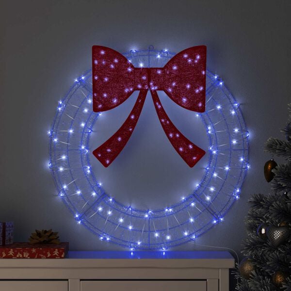 vidaXL Wreath with 60 LEDs Blue 76 x 8.5 x 76 cm Acrylic