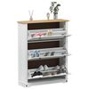 vidaXL Shoe Cabinet Corona White 99 x 32 x 122 cm Solid Pine Wood