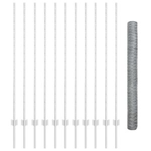 vidaXL Hexagonal Fence with Post 25 x 1.4 m Galvanised Steel Silver
