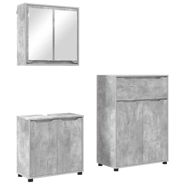vidaXL Bathroom Furniture Set 3 pcs Concrete Grey Engineered Wood