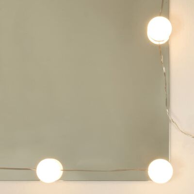vidaXL Dressing Table with LED High Gloss White 74.5x40x141 cm