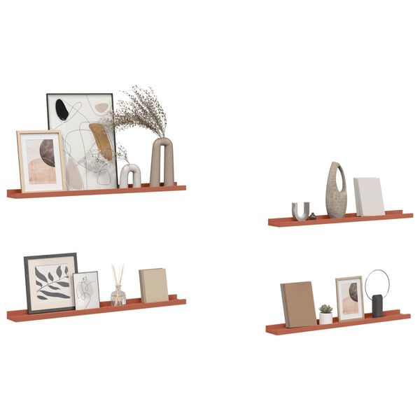 vidaXL Wall Shelf with Shelf 4 pcs Red 80 x 9 x 3 cm Engineered Wood
