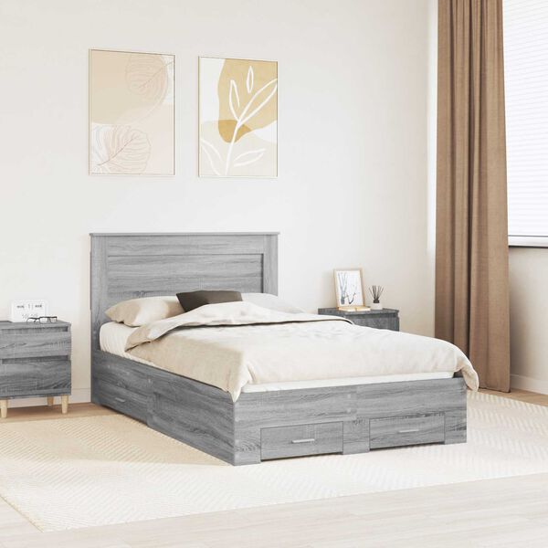 vidaXL Bed Frame with Drawer with Headboard Manual Engineered Wood