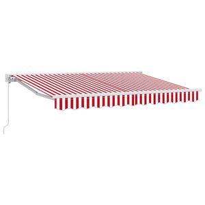 vidaXL Manual Retractable Awning Red and White 3 x 2.5 m