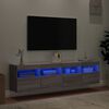 vidaXL TV Wall Cabinets with LED Lights 2 pcs Grey Sonoma 80x30x40 cm