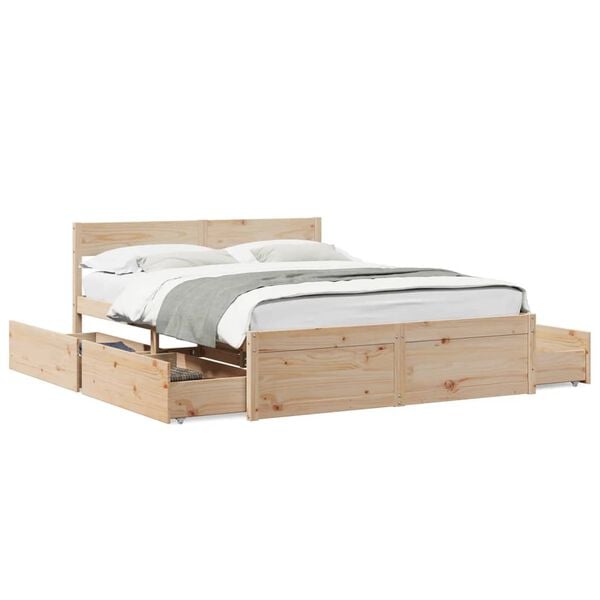 vidaXL Bed Frame without Mattress 150x200 cm King Size Solid Wood Pine