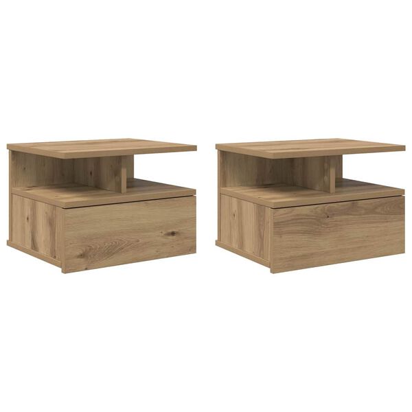 vidaXL Floating Nightstand 2 pcs Artisan Oak 40 x 31 x 28 cm