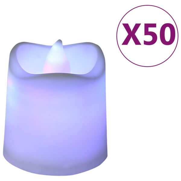 vidaXL Flameless Electric Tea Lights LED Candles 50 pcs Colourful