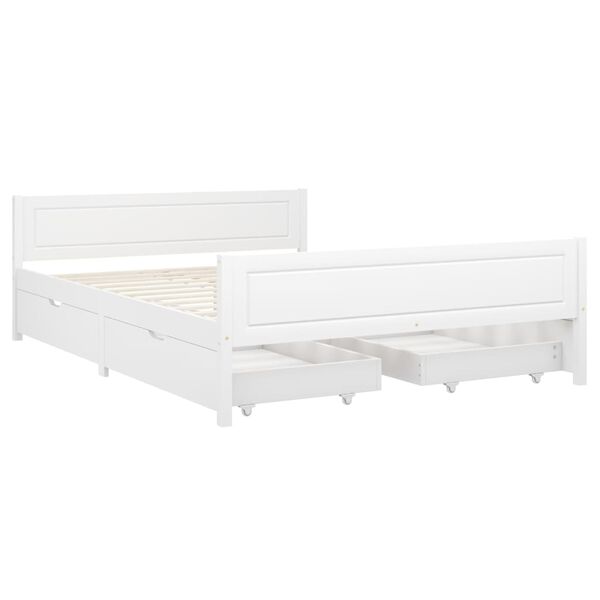 vidaXL Bed Frame without Mattress White Solid Wood Pine 140x200 cm