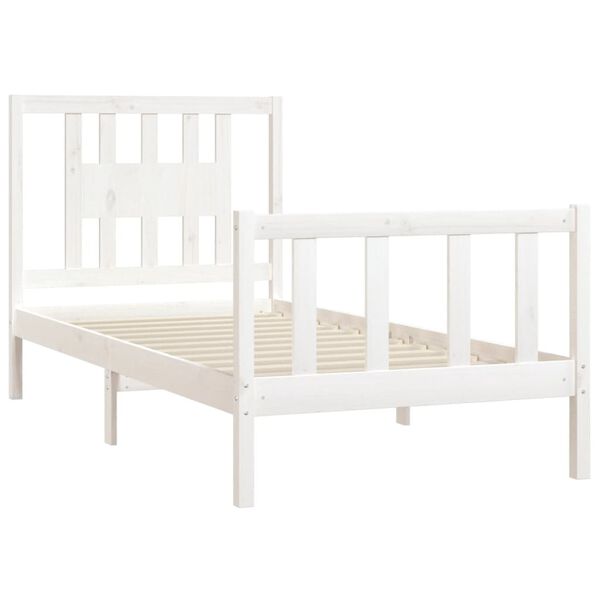 vidaXL Bed Frame without Mattress White Solid Wood Pine 100x200 cm
