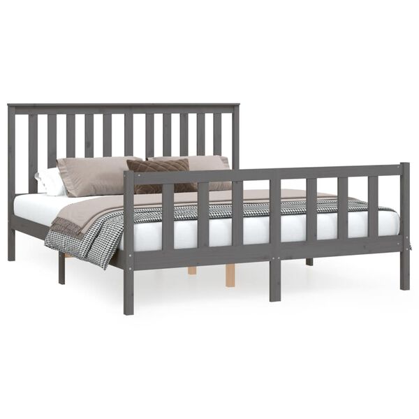 vidaXL Bed Frame without Mattress Grey 160x200 cm Solid Wood Pine