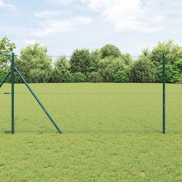 vidaXL Fence Post Green 10 x 1.4 m (36 mm mesh) Steel and PVC