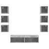 vidaXL 8 Piece TV Wall Units with LED Concrete Grey Engineered Wood