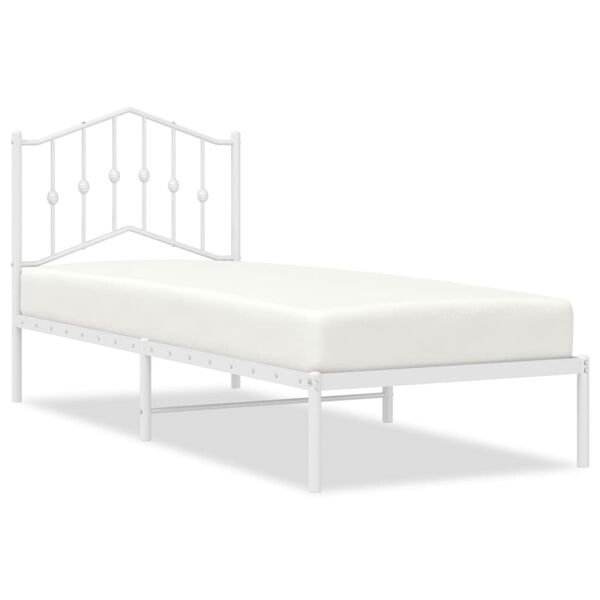 vidaXL Metal Bed Frame without Mattress with Headboard White 90x190cm