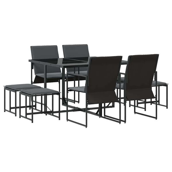 vidaXL Garden Dining Set 9 pcs Black Steel