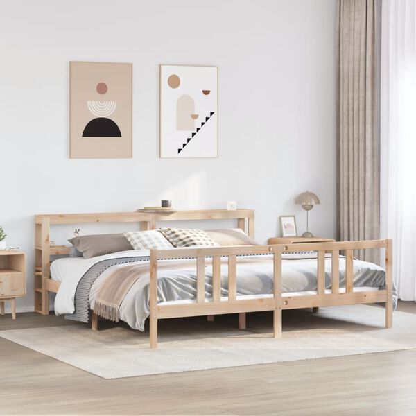 vidaXL Bed Frame with Headboard without Mattress 180x200 cm Super King