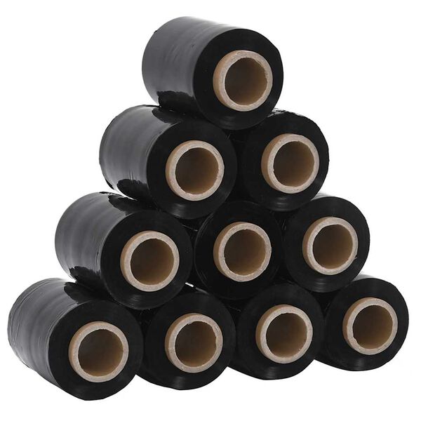 vidaXL Stretch Films 10 pcs Black 23 µm 10 cm x 150 m