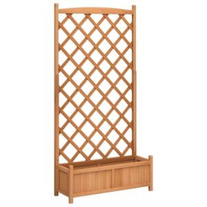 vidaXL Planter with Trellis Brown 90x35x180 cm Solid Wood Fir