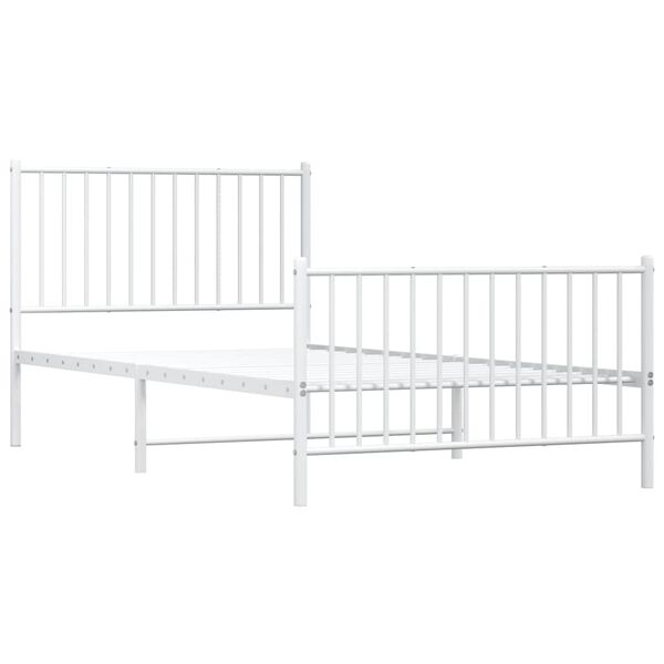 vidaXL Metal Bed Frame without Mattress with Footboard White 100x200cm