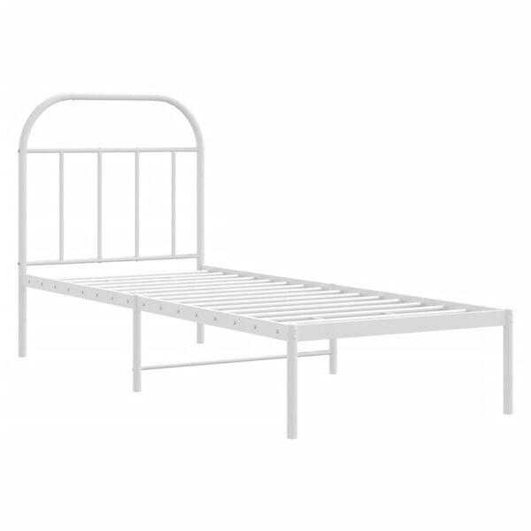 vidaXL Metal Bed Frame without Mattress with Headboard White 75x190cm