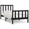 vidaXL Bed Frame without Mattress Black 75x190 cm Small Single Solid Wood