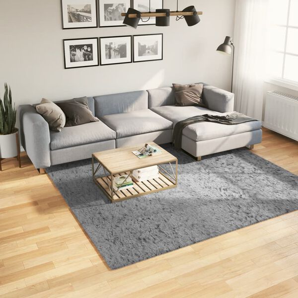 vidaXL Shaggy Rug PAMPLONA High Pile Modern Grey 240x240 cm