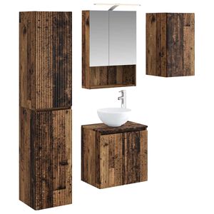 vidaXL Bathroom Cabinet Set 5 pcs Old Wood 50 x 14.5 x 70 cm