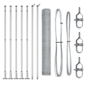 vidaXL Hexagonal Fence with Concrete Base 10 x 1 m Galvanised Steel