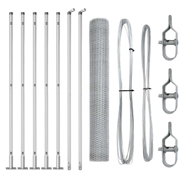 vidaXL Fence Post Silver 10 x 1 m (25 mm mesh) Steel