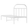 vidaXL Metal Bed Frame without Mattress with Headboard White 75x190cm