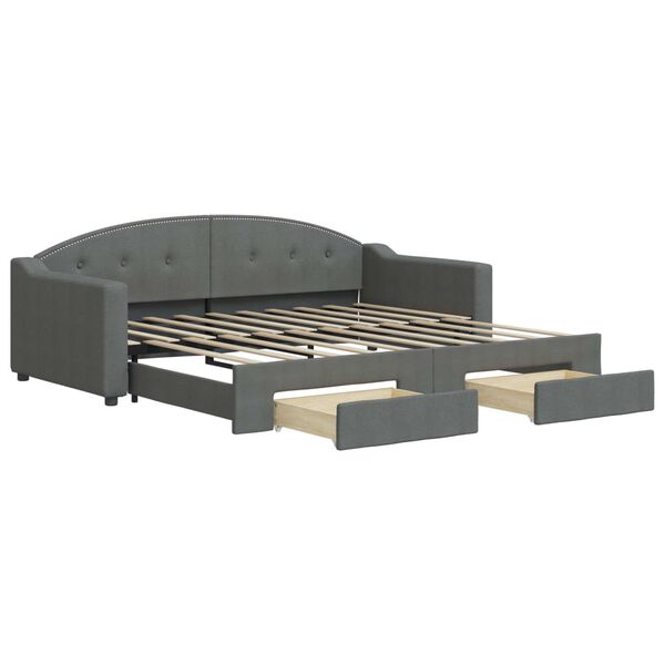 vidaXL Daybed with Trundle&Drawers without Mattress Dark Grey 90x190 cm Single
