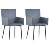 vidaXL Dining Chair | Set of 2 | Grey | Faux suede leather, Powder-coated metal